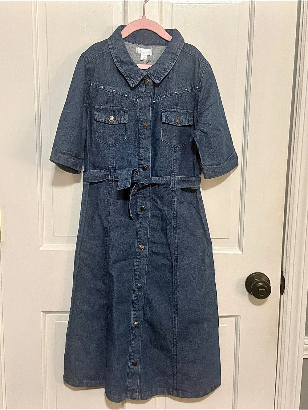 Girls Denim Button Front Dress
